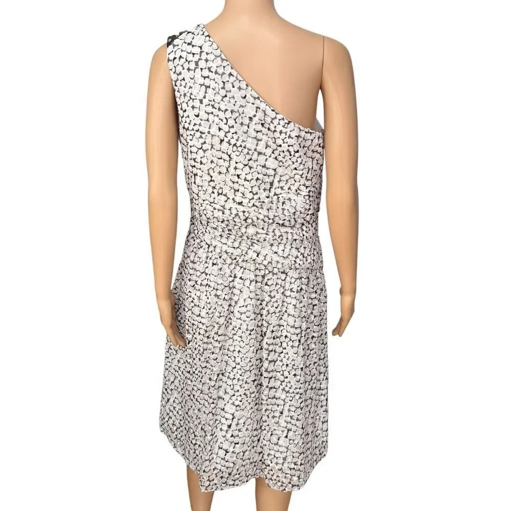 Max & Cleo one shoulder Chiffon Dress Size 12 Lined beaded shoulder detail